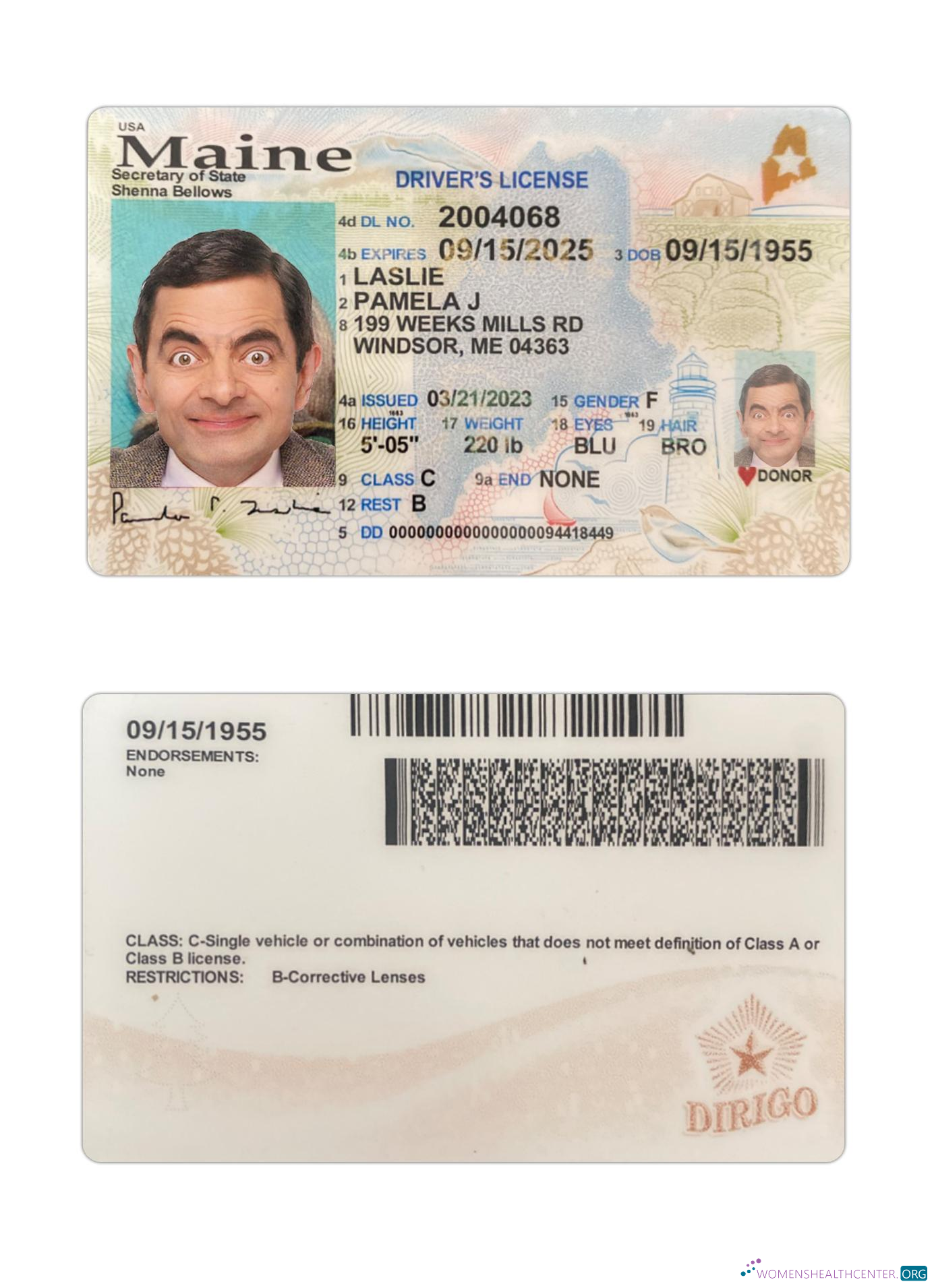 download USA Maine driving license 2023 present